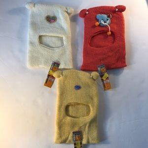 3 NWT Wool Balaclava Pastel Cap / Beanie set for 0-6 months